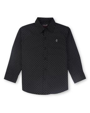 micro-print-regular-fit-shirt-with-spread-collar