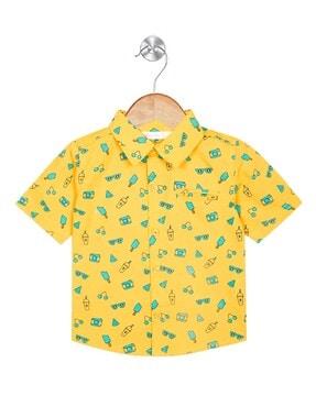 boys-printed-regular-fit-shirt-with-welt-pocket