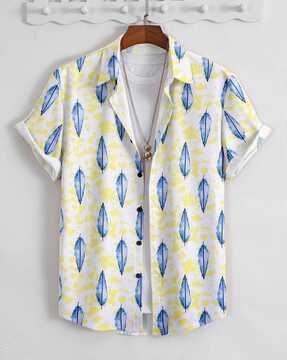 men-printed-regular-fit-shirt-with-spread-collar