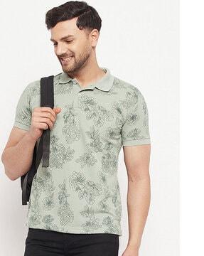 men-floral-print-regular-fit-polo-t-shirt