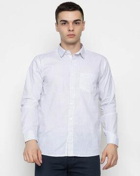 men-polka-dot-print-regular-fit-shirt-with-patch-pocket