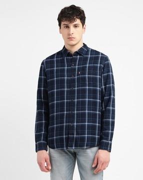 men-checked-slim-fit-shirt-with-patch-pocket