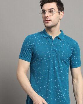 men-micro-print-regular-fit-polo-t-shirt-with-patch-pocket