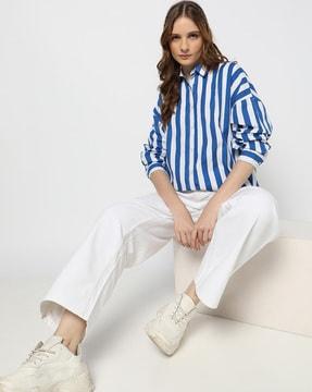 women-striped-oversized-fit-shirt