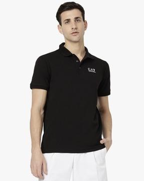 half-sleeve-regular-fit-polo-t-shirt-with-contrast-logo
