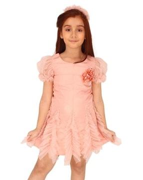 girls-fit-&-flared-dress-with-floral-applique