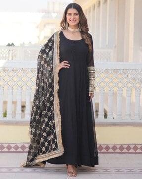 embroidered-semi-stitched-anarkali-dress-material