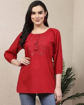 women-embroidered-regular-fit-top