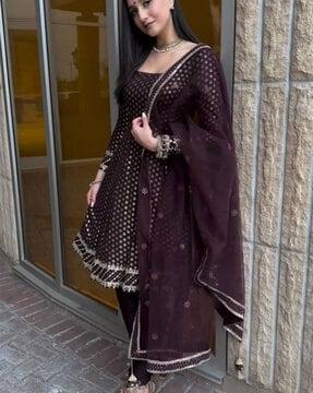 women-embroidered-flared-kurta-suit-set