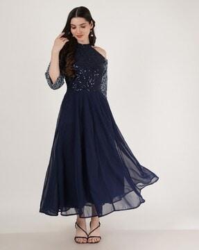 women-embellished-georgette-fit-&-flare-dress