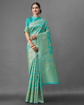 women-floral-pattern-saree-with-contrast-border