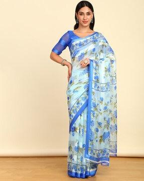 floral-print-saree-with-contrast-border