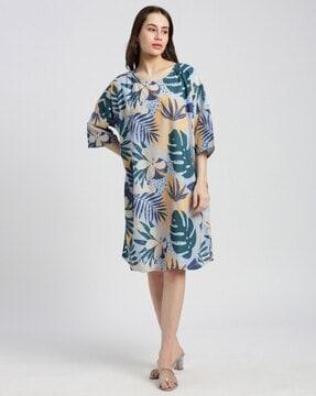 women-tropical-print-loose-fit-tunic