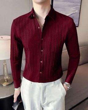men-pleated-regular-fit-shirt-with-spread-collar