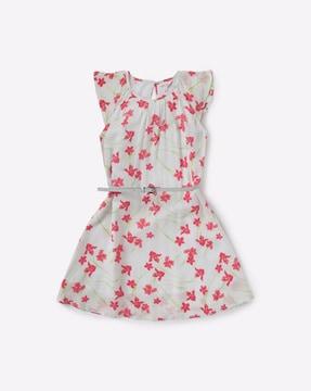floral-print-shift-dress-with-detachable-belt