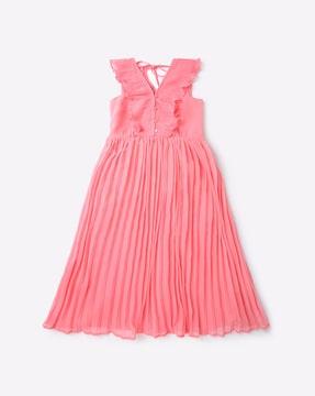 pleated-a-line-dress-with-overlay