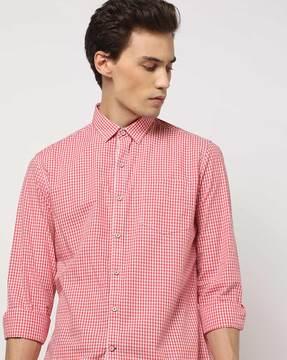 checked-slim-shirt-with-patch-pocket