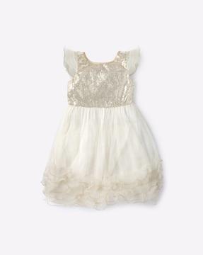 sequinned-ruffled-fit-&-flare-dress