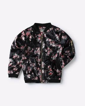 floral-print-velour-bomber-jacket