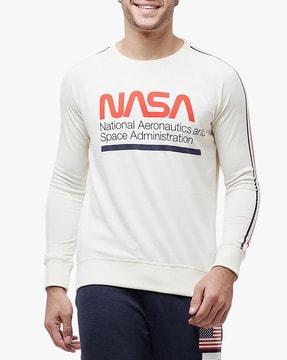 nasa-print-crew-neck-sweatshirt-with-ribbed-hems