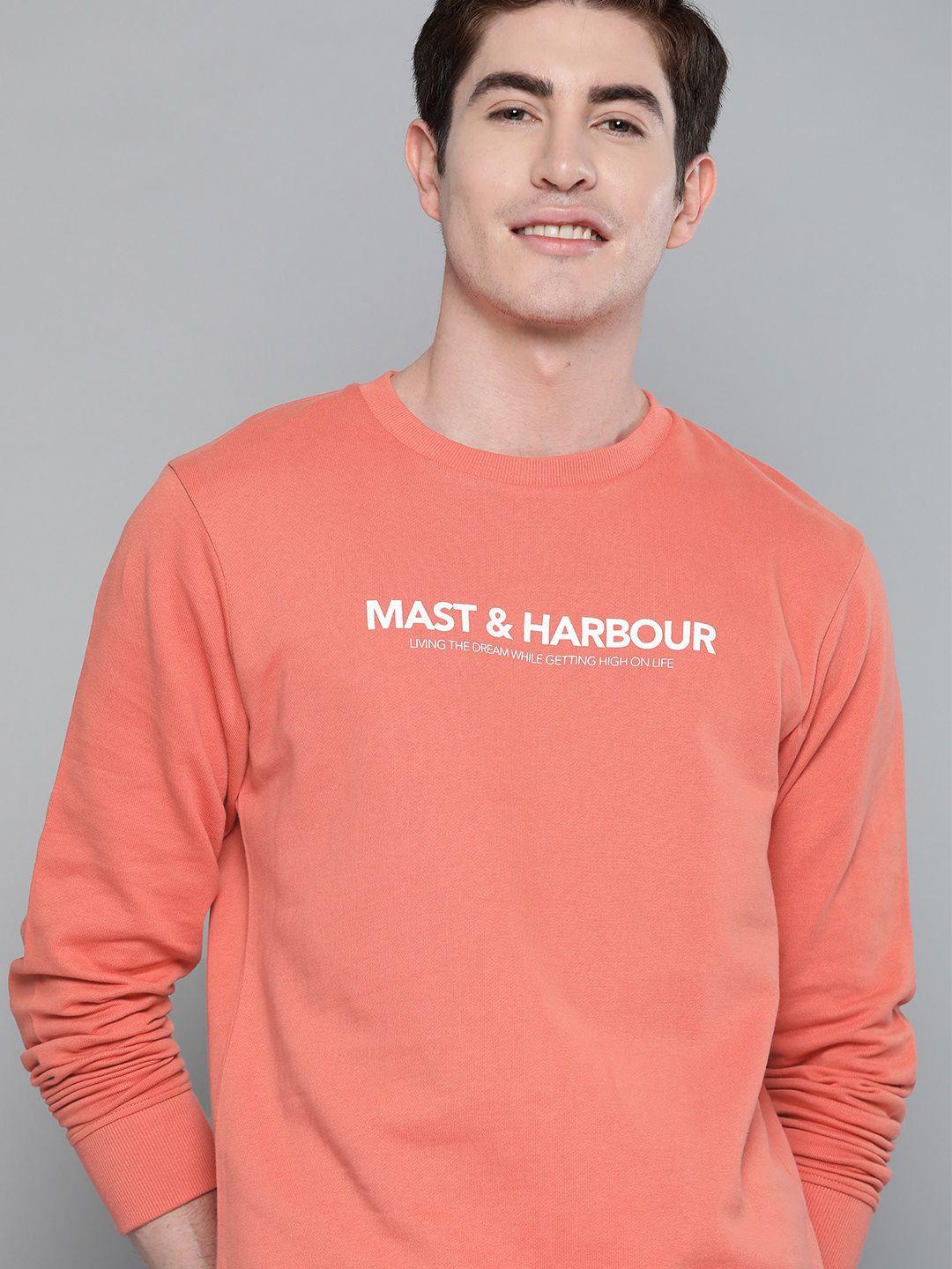 mast-&-harbour-men-peach-coloured-solid-sweatshirt