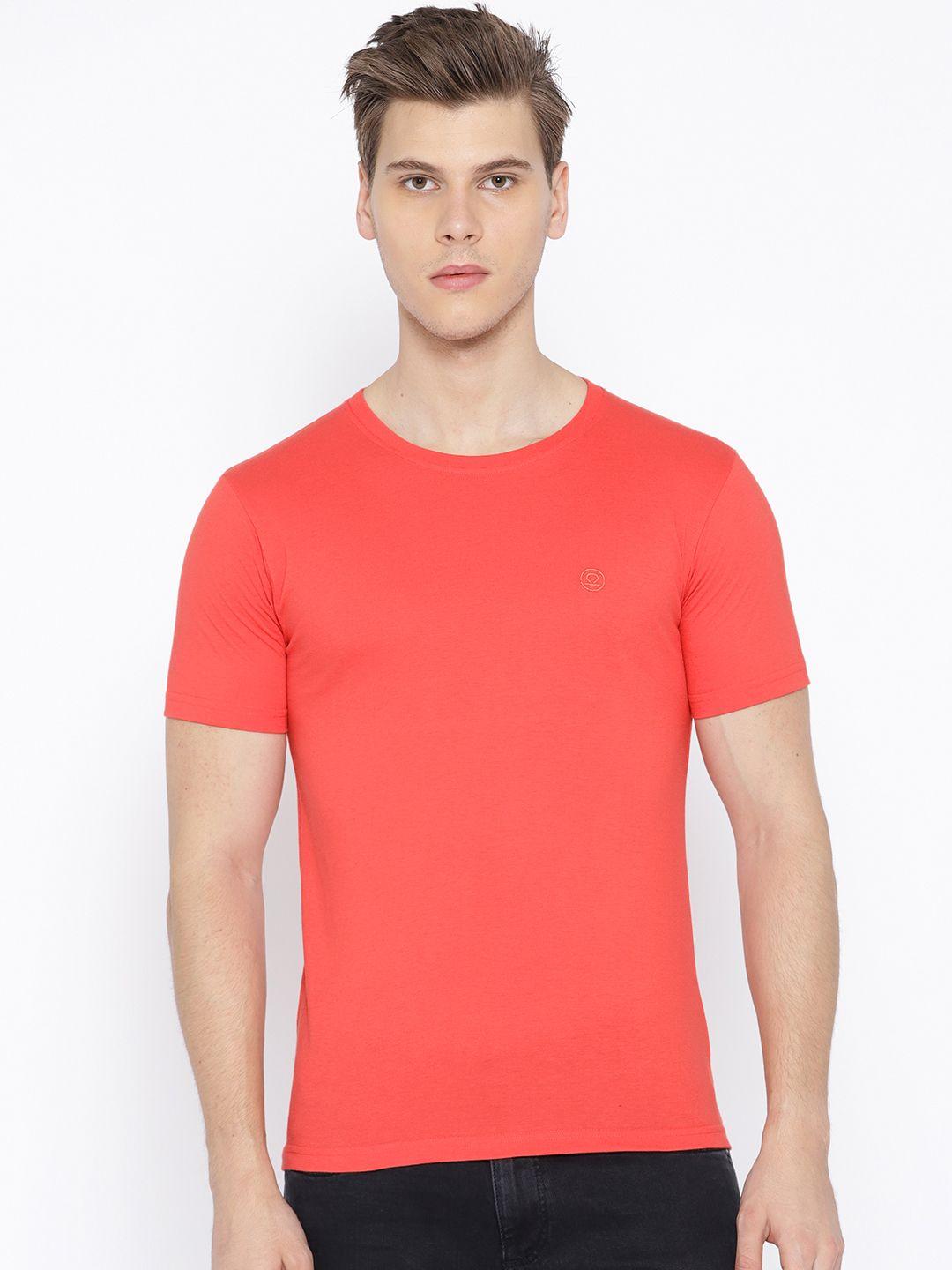 chkokko-men-coral-pink-solid-round-neck-t-shirt