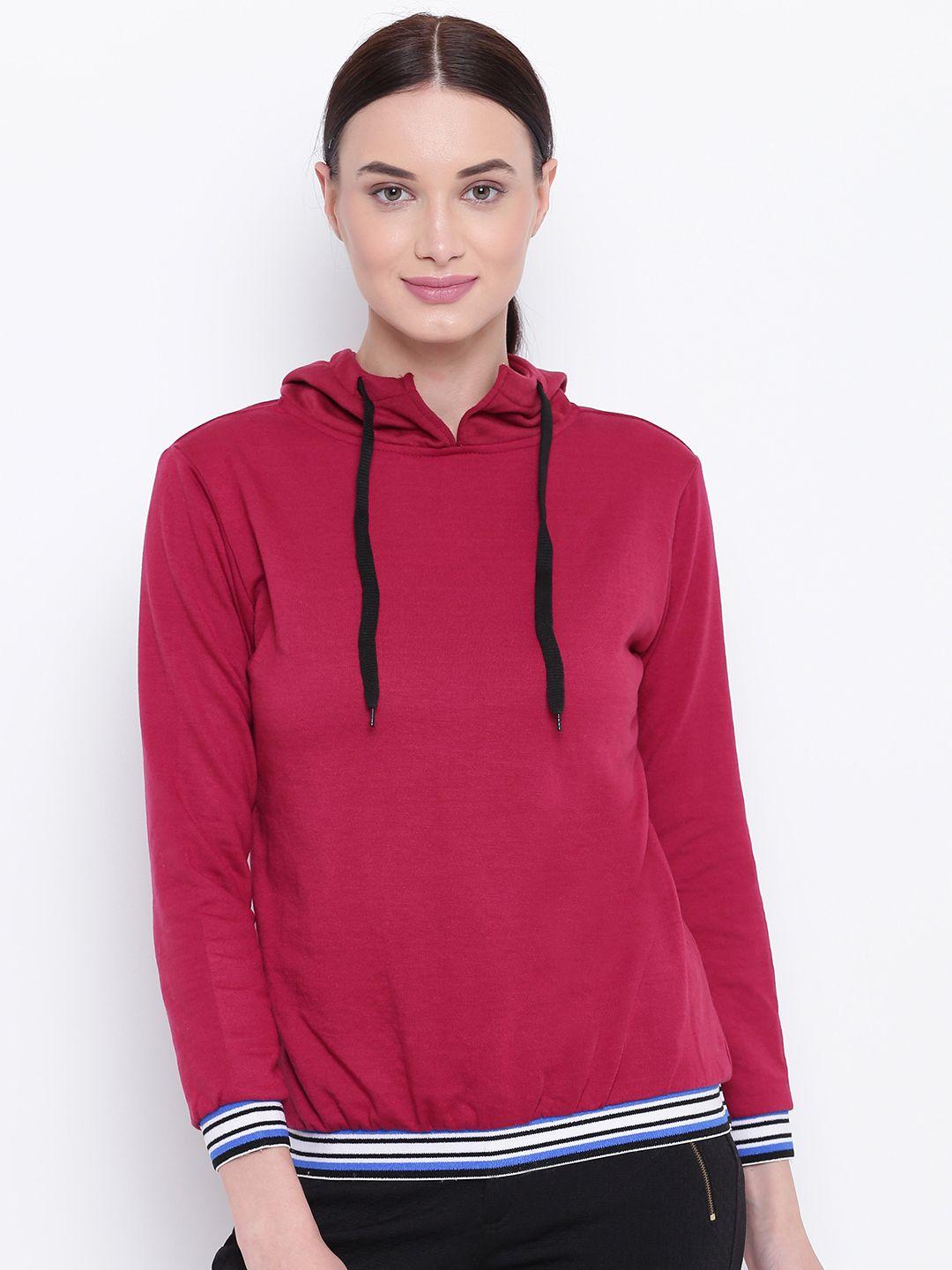 belle-fille-women-maroon-solid-hooded-sweatshirt