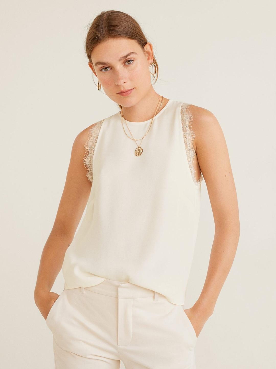 mango-women-off-white-solid-top