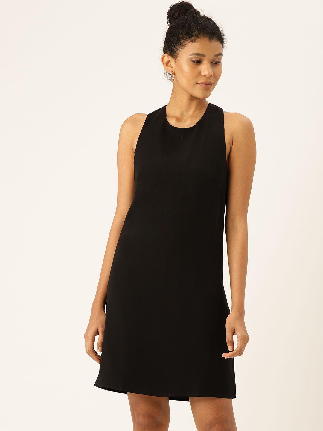 mango-women-black-solid-styled-back-sheath-dress