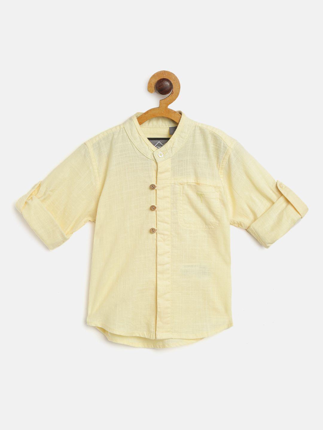 palm-tree-boys-yellow-regular-fit-solid-casual-shirt