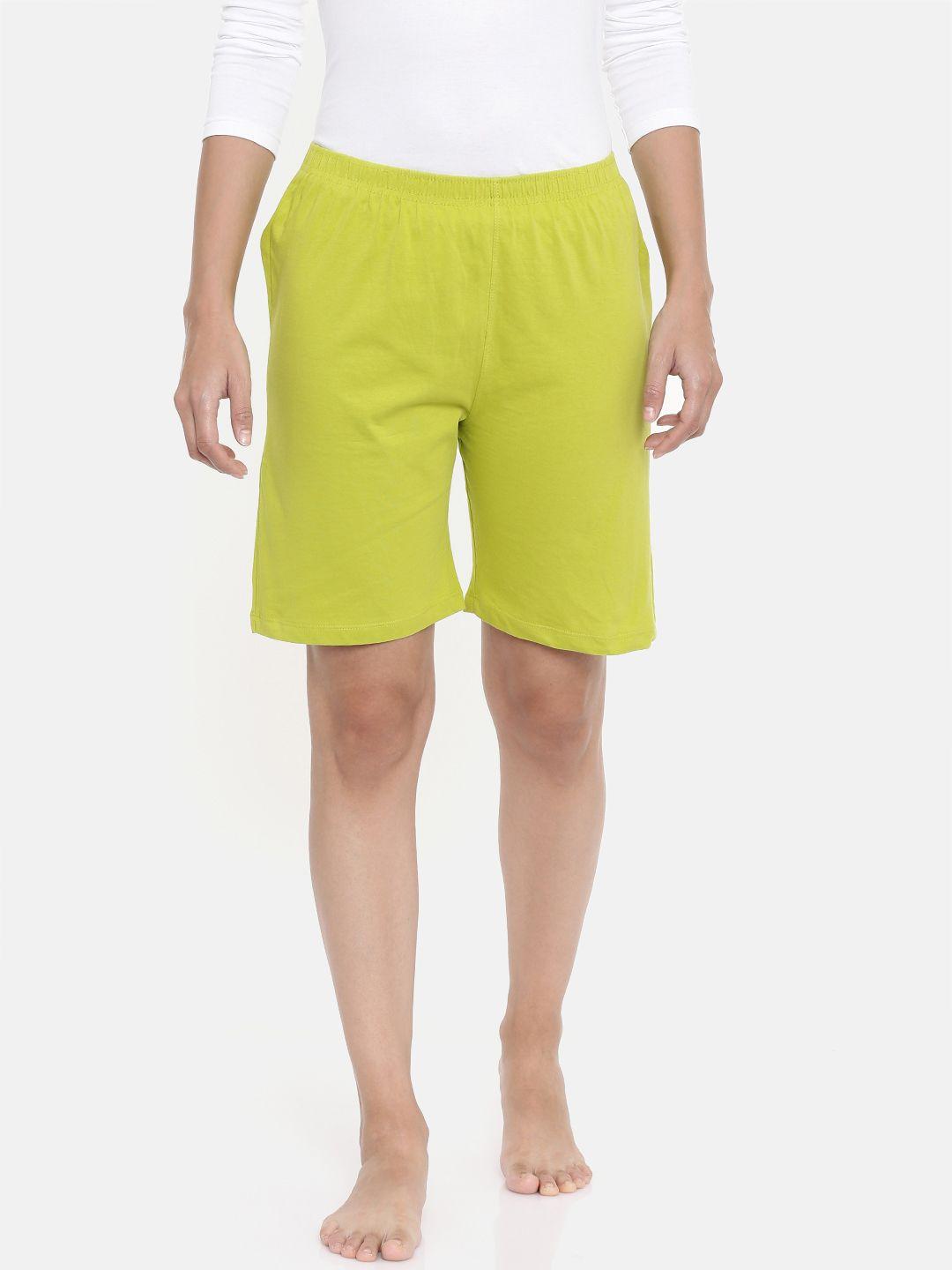 zebu-women-green-solid-lounge-shorts