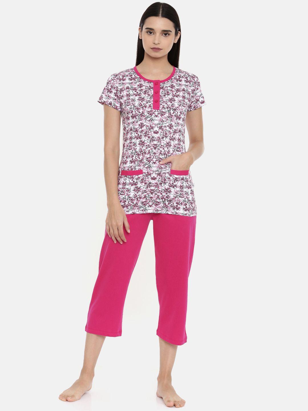 zebu-women-white-&-pink-printed-night-suit