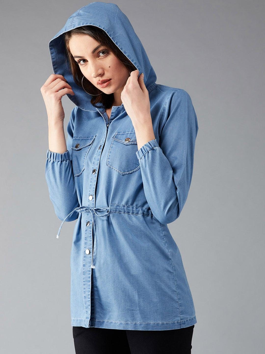 dolce-crudo-women-blue-solid-hooded-denim-jacket