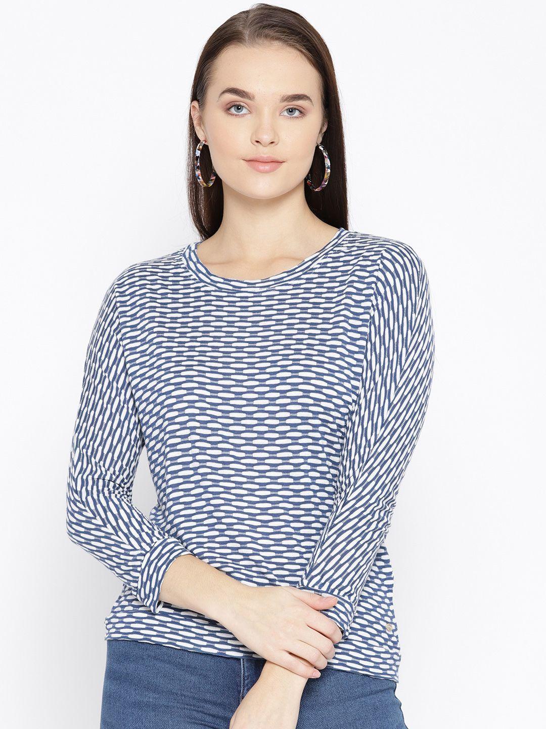 taanz-women-teal-blue-&-white-striped-top