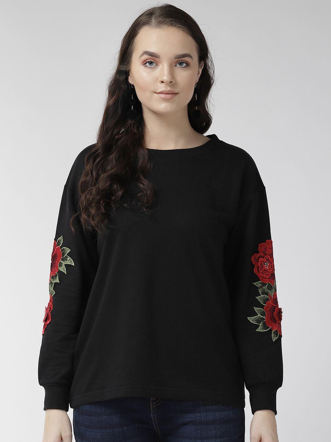 pluss-women-black-solid-sweatshirt