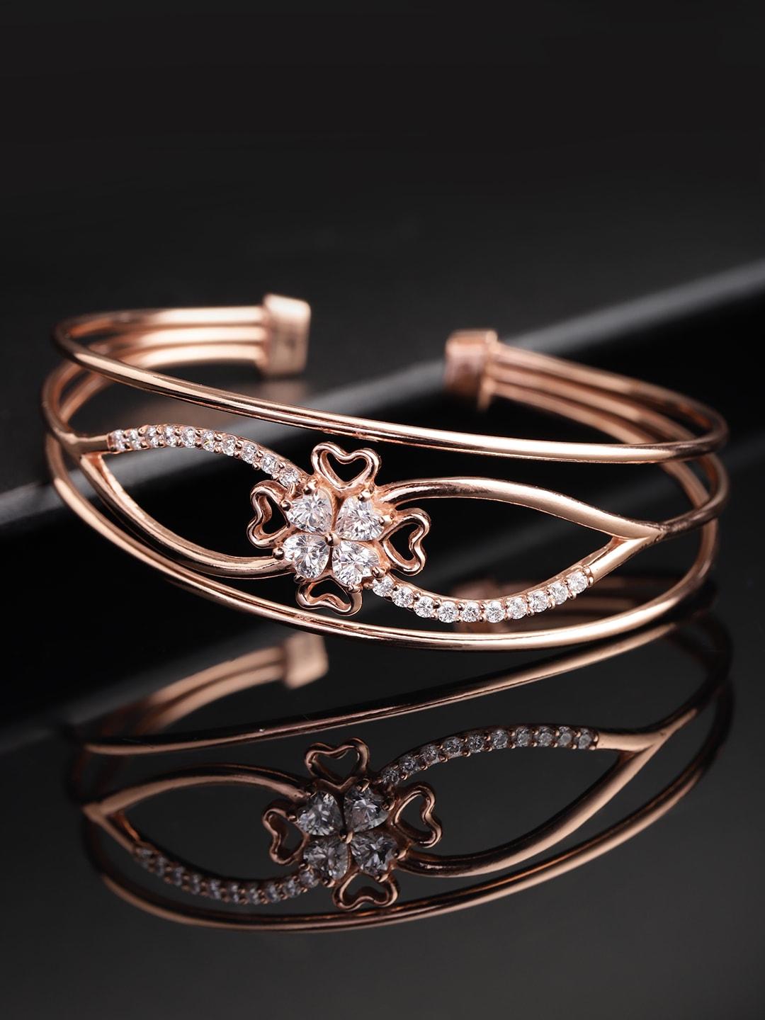 carlton-london-rose-gold-plated-cz-studded-cuff-bracelet