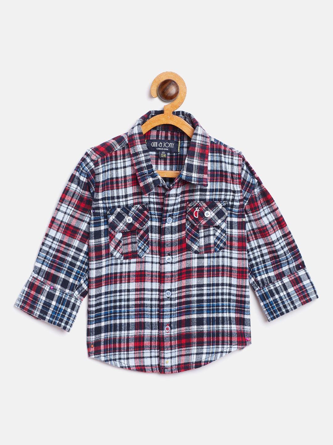 gini-and-jony-boys-blue-&-red-slim-fit-checked-casual-shirt