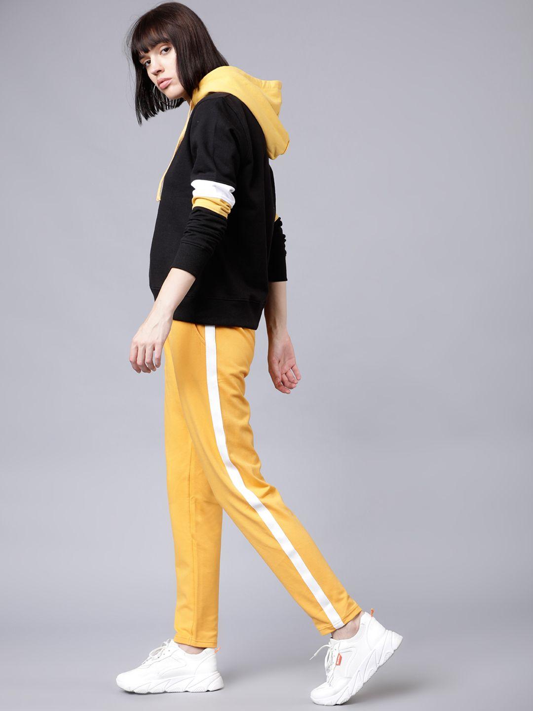 tokyo-talkies-women-mustard-solid-slim-fit-track-pants