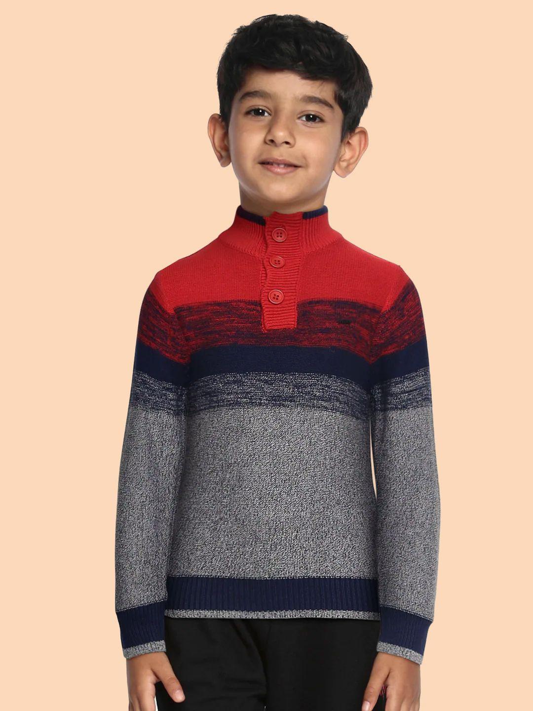 gini-and-jony-boys-red-&-navy-colourblocked-pullover-sweater