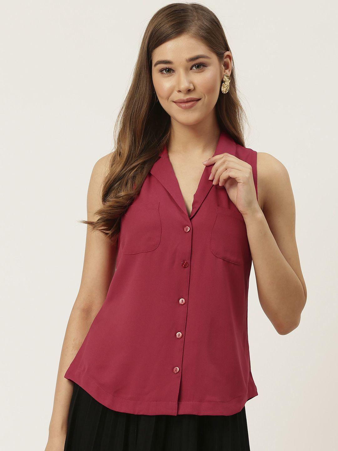 dressberry-women-fuchsia-regular-fit-solid-casual-shirt