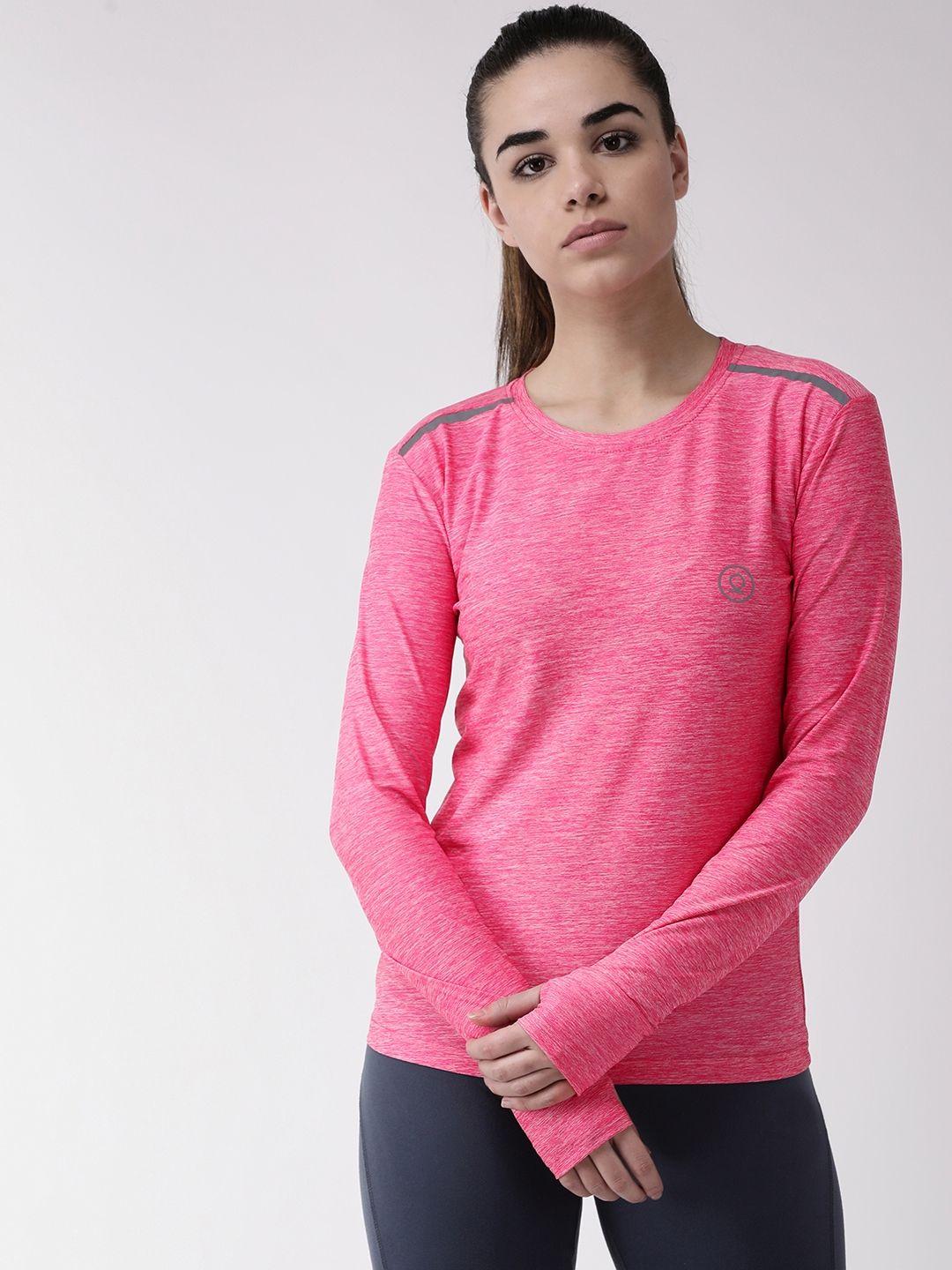 chkokko-women-pink-self-design-round-neck-training-t-shirt