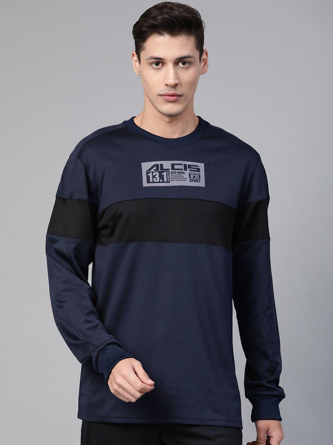alcis-men-navy-blue-&-black-colourblocked-running-sweatshirt