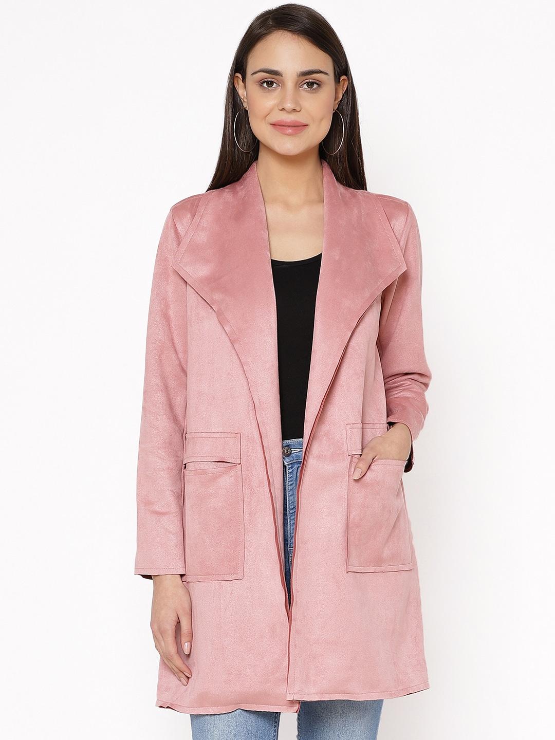 carlton-london-women-pink-suede-solid-open-front-longline-jacket