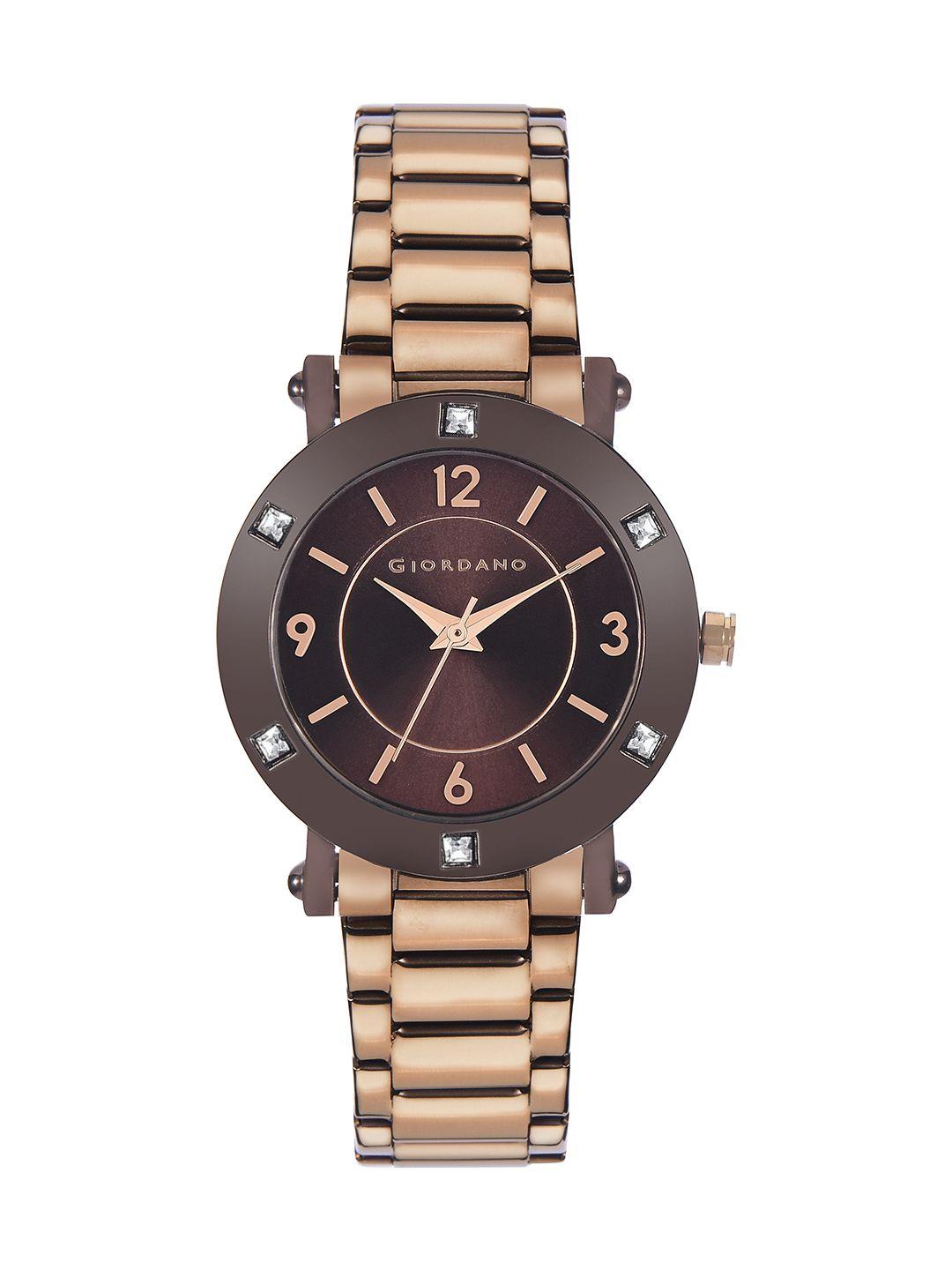 giordano-women-brown-analogue-watch