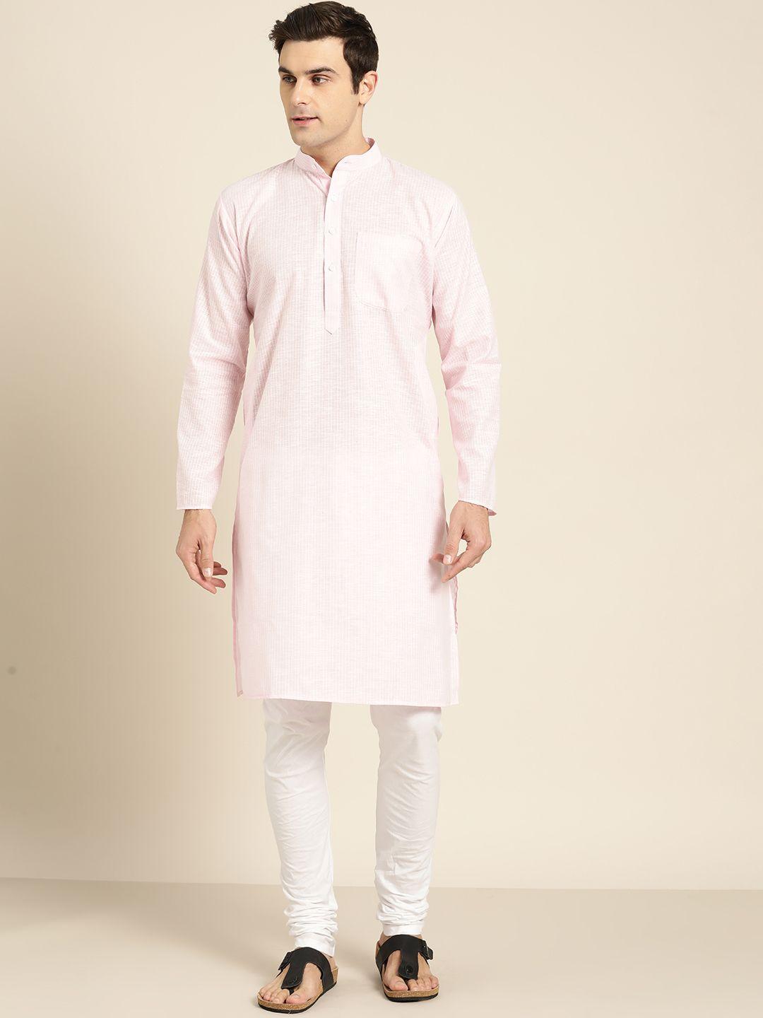 sojanya-men-pink-&-white-striped-straight-kurta