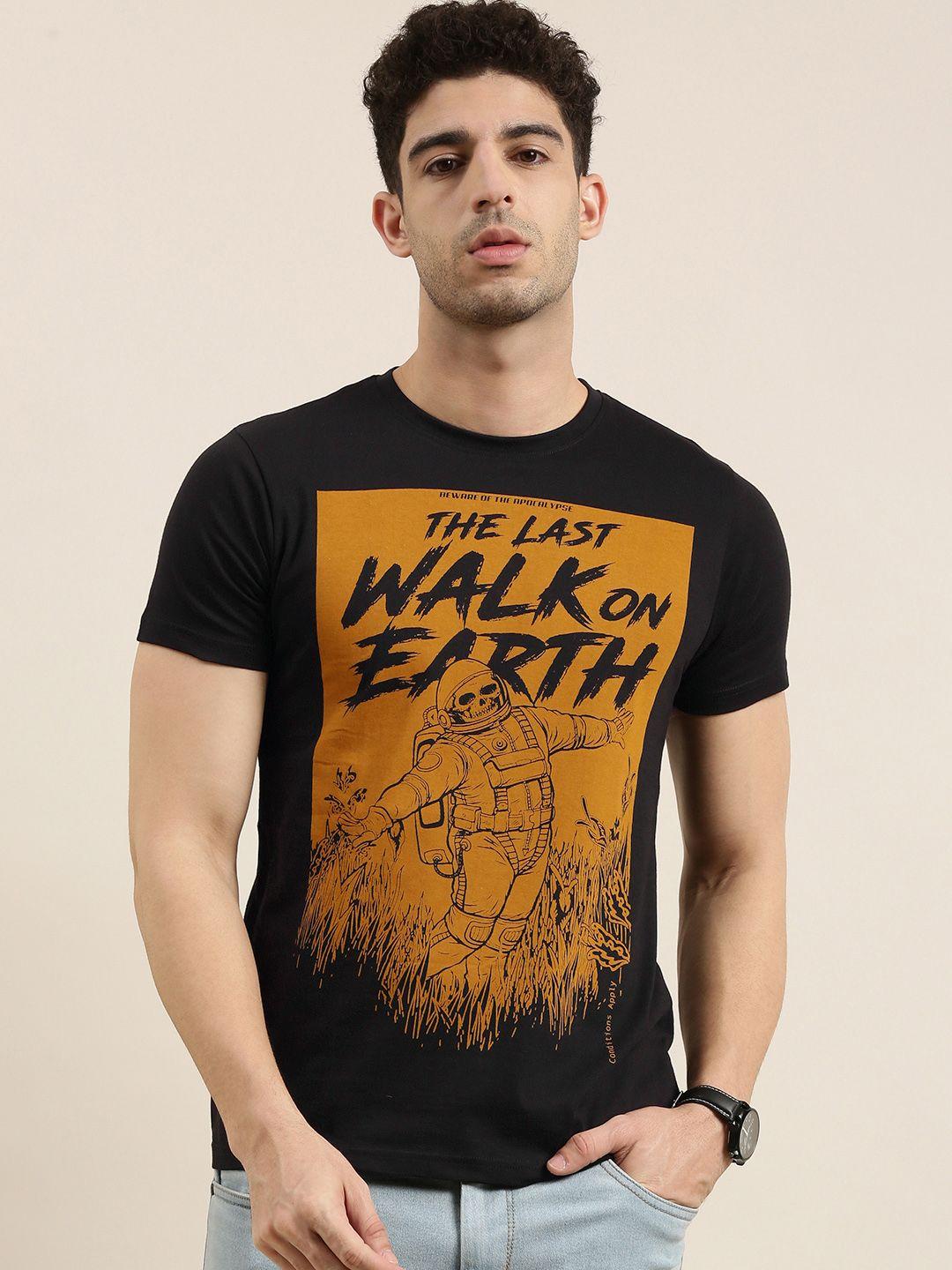 conditions-apply-men-black--mustard-yellow-printed-round-neck-pure-cotton-t-shirt