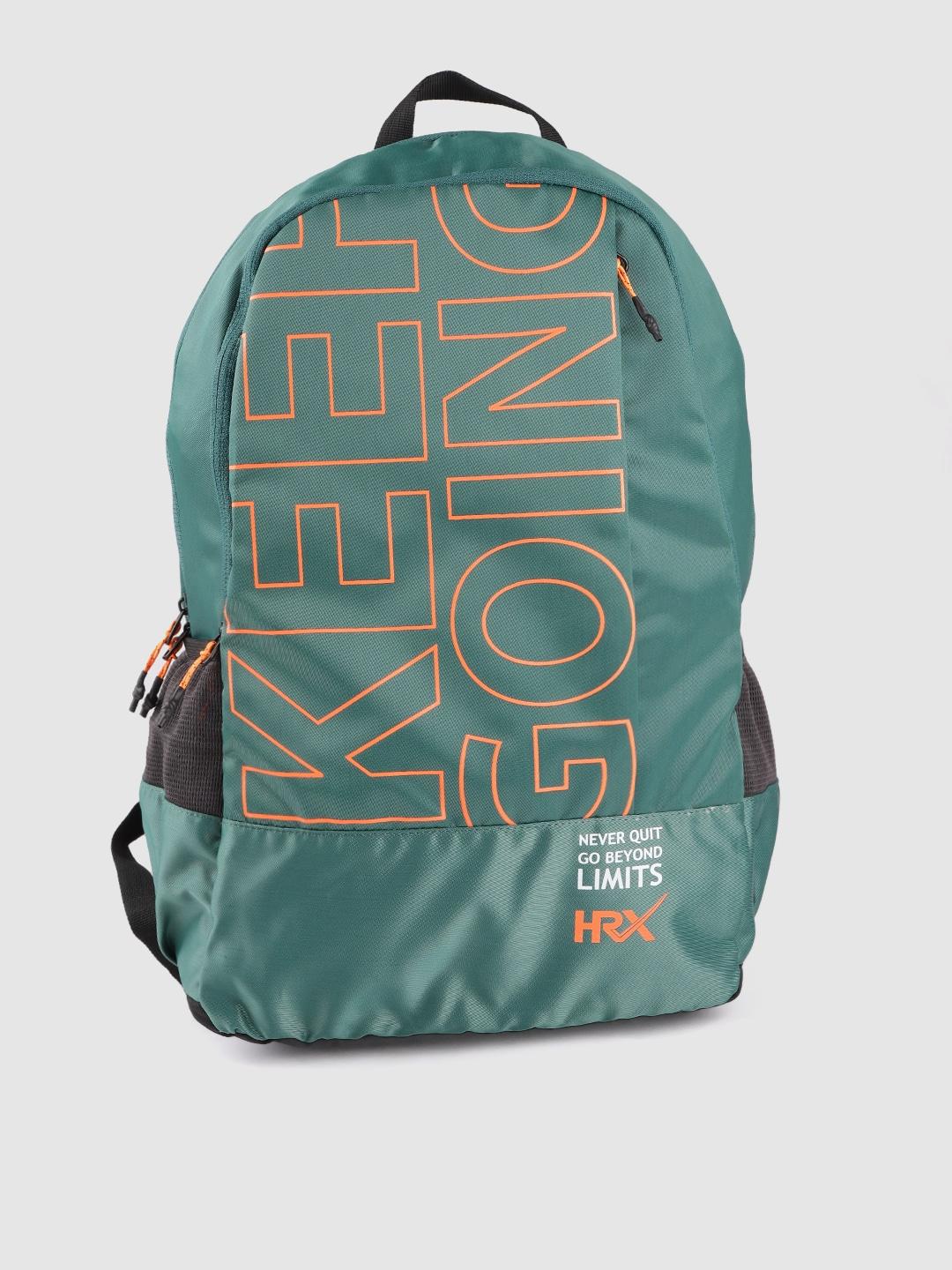 hrx-by-hrithik-roshan-unisex-green-&-orange-typography-glacier-15-inch-laptop-backpack
