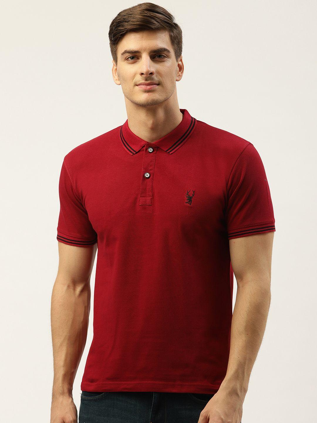 portblair-men-maroon-solid-polo-collar-t-shirt