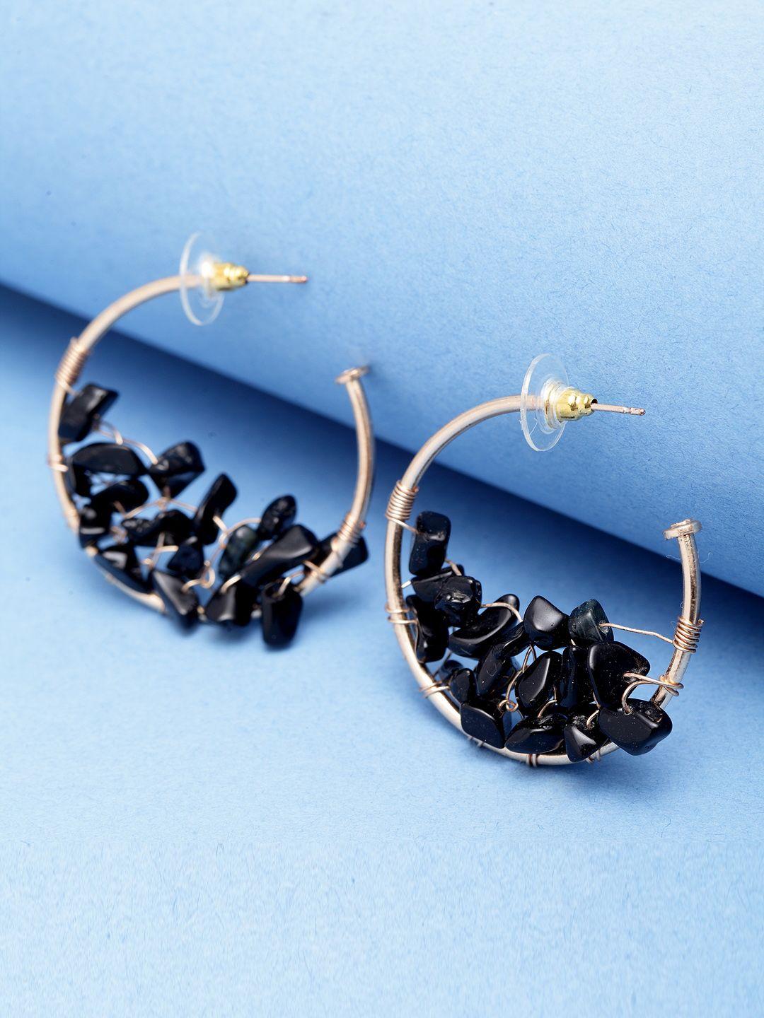 madame-black-&-rose-gold-plated-crescent-shaped-half-hoop-earrings