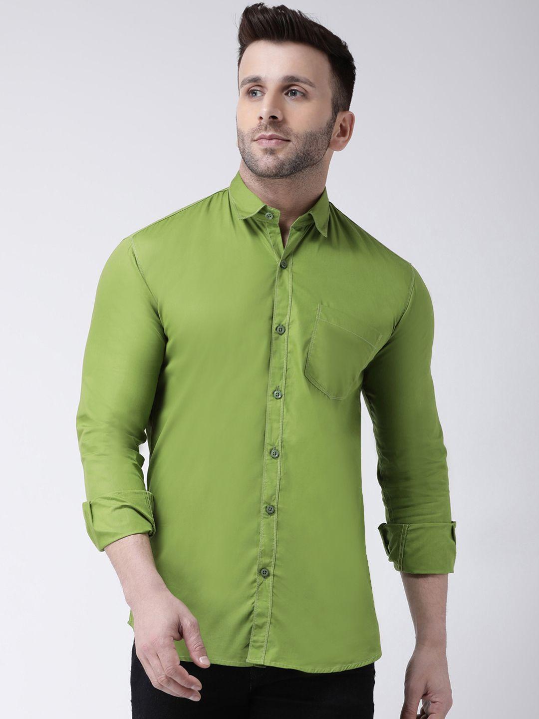 hangup-men-parrot-green-smart-slim-fit-solid-casual-shirt